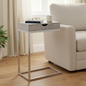 HomeRoots 10.25" Elegant Accent Table with Stylish Drawer, Durable Design for Compact Spaces & Versatile Use Grey 333170