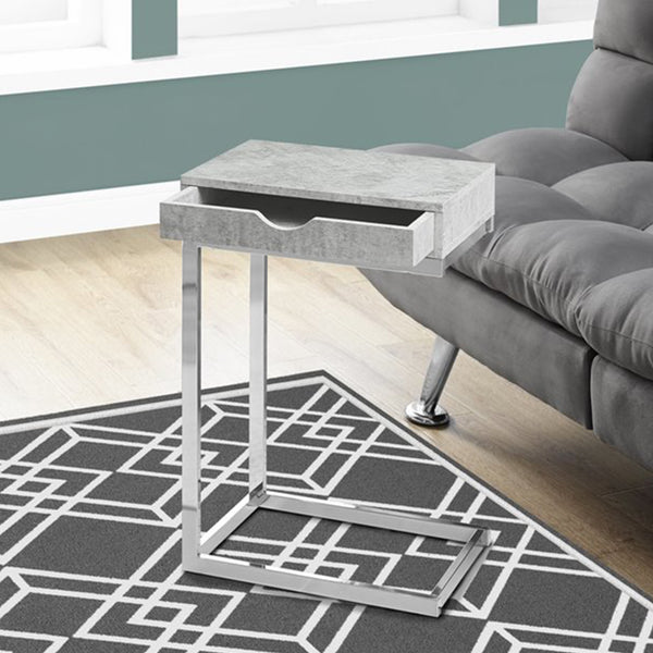Homeroots 10.25" X 15.75" X 24.5" Grey Finish And Laminated Metal Accent Table Grey  333170