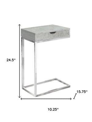 HomeRoots 10.25" Elegant Accent Table with Stylish Drawer, Durable Design for Compact Spaces & Versatile Use Grey 333170