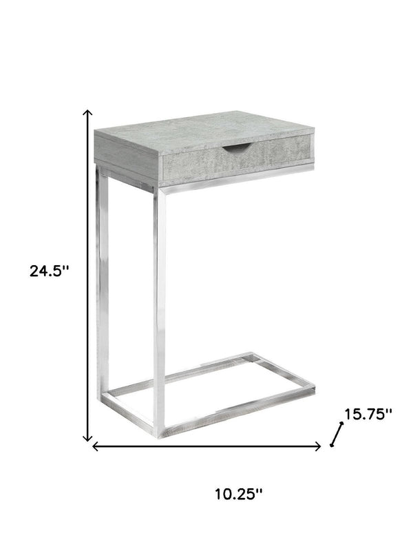 HomeRoots 10.25" Elegant Accent Table with Stylish Drawer, Durable Design for Compact Spaces & Versatile Use Grey 333170
