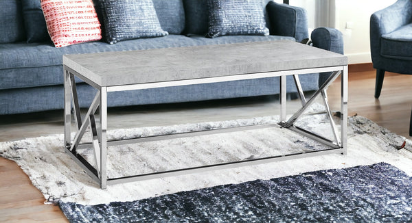Homeroots 47" Gray And Silver Iron Coffee Table   333172