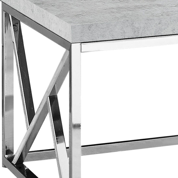 HomeRoots 47" Gray and Silver Iron Coffee Table - Modern Rectangular Design for Living Rooms & Offices 333172