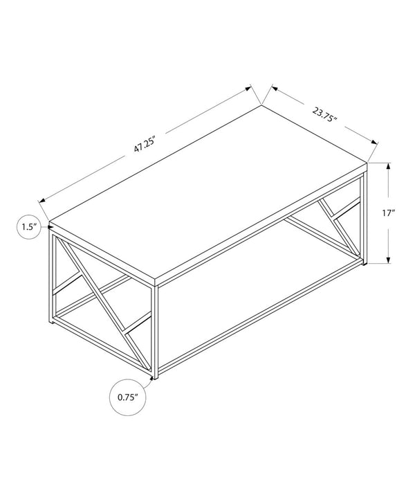 HomeRoots 47" Gray and Silver Iron Coffee Table - Modern Rectangular Design for Living Rooms & Offices 333172