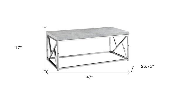 HomeRoots 47" Gray and Silver Iron Coffee Table - Modern Rectangular Design for Living Rooms & Offices 333172