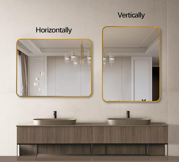 English Elm 24X36 Inch Gold Metal Framed Rectangular Bathroom Mirror - Modern Elegance For Any Space W2203P302740