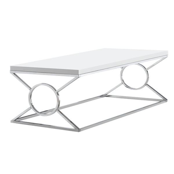 Homeroots 44" White And Silver Wood And Iron Coffee Table   333181