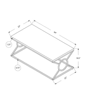 HomeRoots 44" Modern White and Silver Coffee Table - Stylish Rectangular Design for Chic Living Spaces 333181