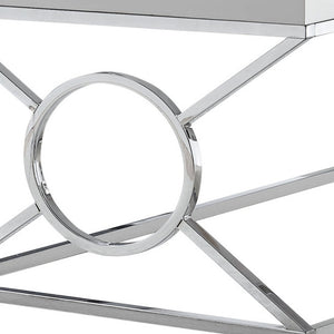 Homeroots 44" White And Silver Wood And Iron Coffee Table   333181