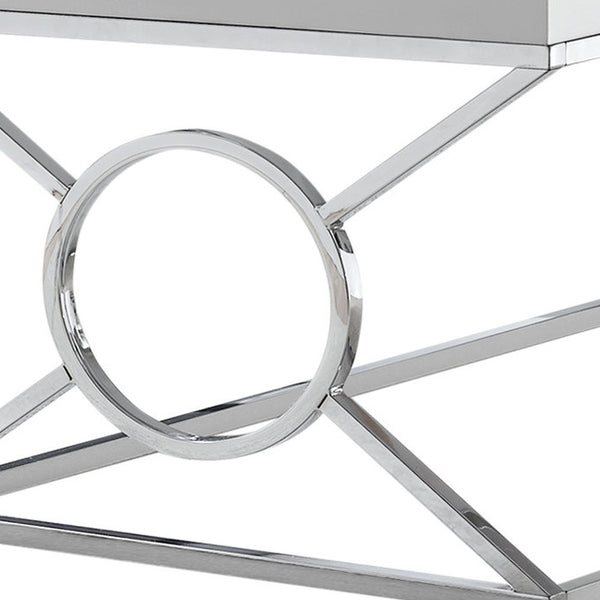 Homeroots 44" White And Silver Wood And Iron Coffee Table   333181