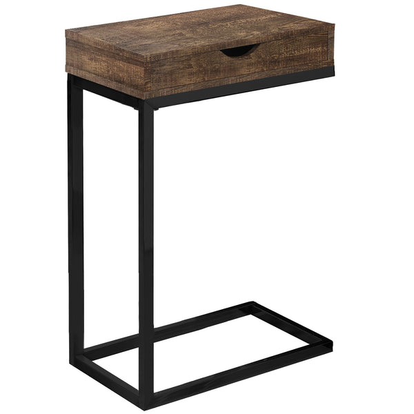 Homeroots 10.25" X 15.75" X 24.5" Brown Finish Drawer And Black Metal Accent Table Brown,Black  333187