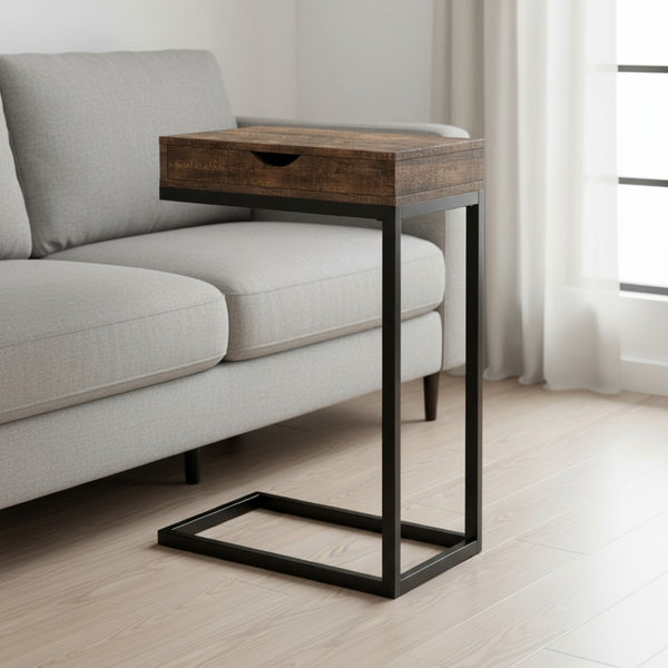 HomeRoots 10.25" Elegant Accent Table with Stylish Drawer, Durable Design for Compact Spaces & Versatile Use Brown,Black 333187