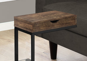 Homeroots 10.25" X 15.75" X 24.5" Brown Finish Drawer And Black Metal Accent Table Brown,Black  333187