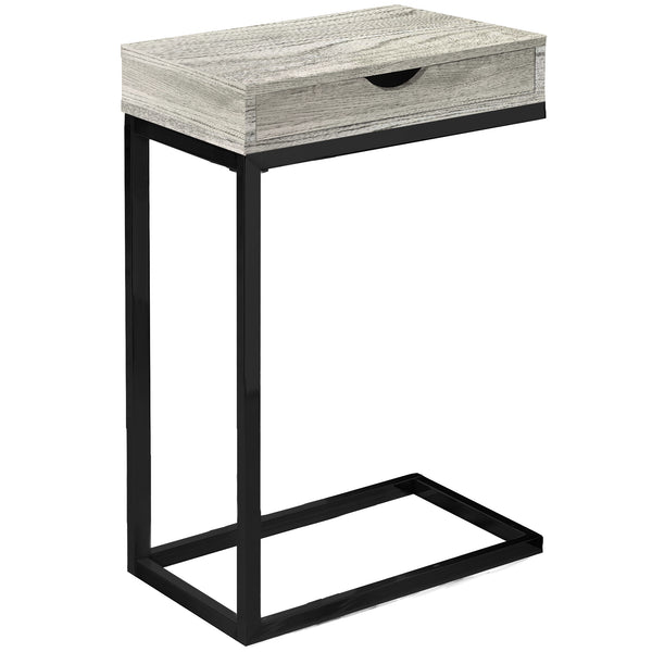 Homeroots 10.25" X 15.75" X 24.5" Grey Finish Drawer And Black Metal Accent Table Grey,Black  333188