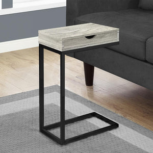 Homeroots 10.25" X 15.75" X 24.5" Grey Finish Drawer And Black Metal Accent Table Grey,Black  333188