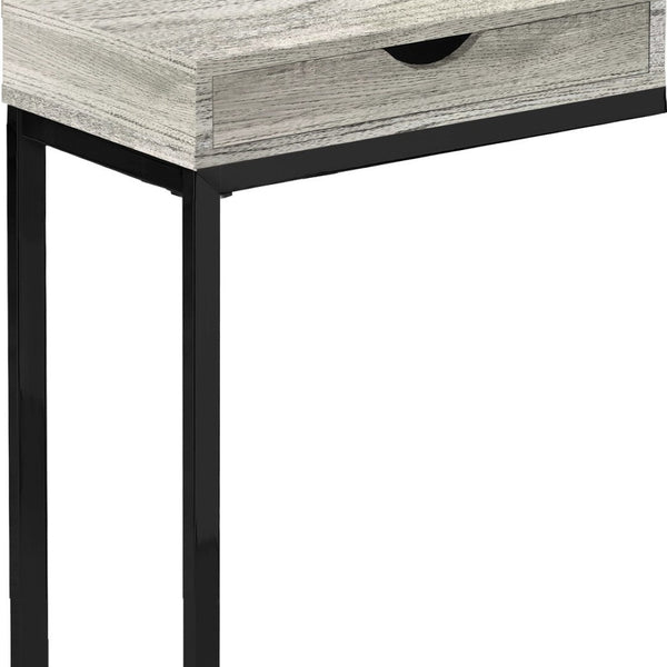 HomeRoots 10.25" Elegant Accent Table with Stylish Drawer, Durable Design for Compact Spaces & Versatile Use Grey,Black 333188