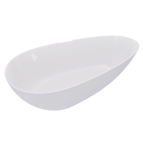 English Elm 60" Oval Acrylic Freestanding Soaking Tub Glossy White Spa Bath with Pop-up Drain Glossy White W1920P389661
