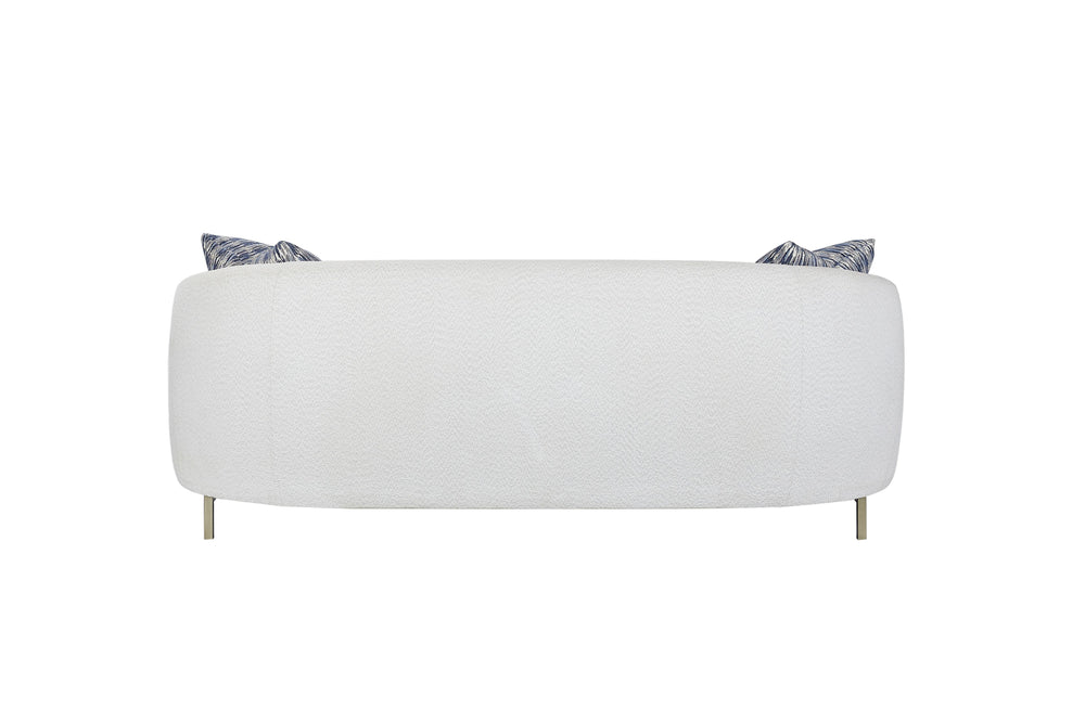 English Elm Rounded Sofa Plush White Upholstered with Dacron Wrapped Cushion, 1.8 Density Foam, Durable Design B2699P238666