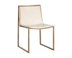 Sunpan Blair Dining Chair Set - Chic Antique Brass Frame with Luxurious Smooth Leather for Modern Spaces Castillo Cream