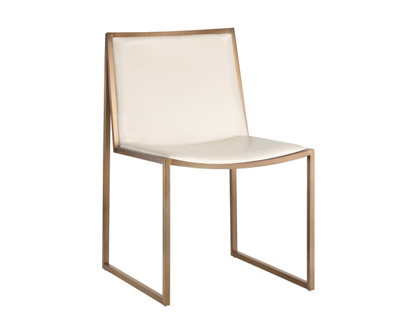 Sunpan Blair Dining Chair Set - Chic Antique Brass Frame with Luxurious Smooth Leather for Modern Spaces Castillo Cream