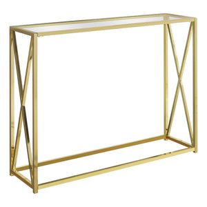 Homeroots 42" Clear And Gold Glass Frame Console Table Gold,Clear  333202