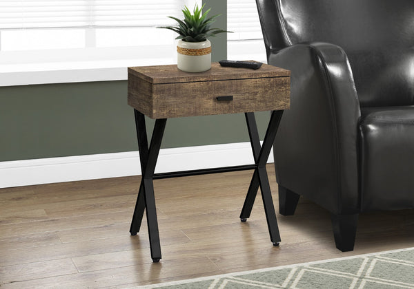 HomeRoots 22" Sleek Silver and White End Table with Drawer - Modern Accent for Living Rooms or Small Spaces Brown,Black 333206
