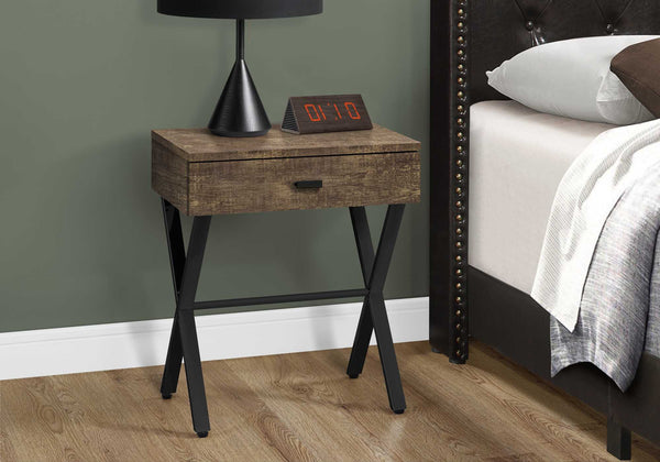Homeroots 22" Black And Brown Wood And Metal End Table With Drawer Brown,Black  333206