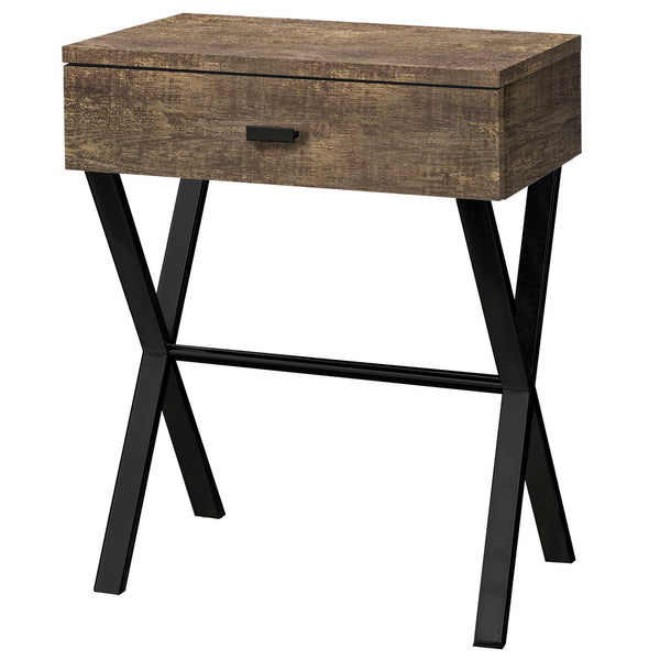 Homeroots 22" Black And Brown Wood And Metal End Table With Drawer Brown,Black  333206