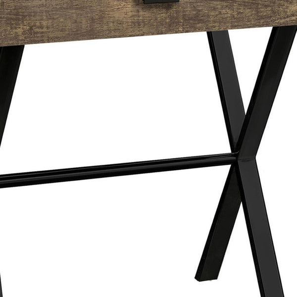 HomeRoots 22" Sleek Silver and White End Table with Drawer - Modern Accent for Living Rooms or Small Spaces Brown,Black 333206