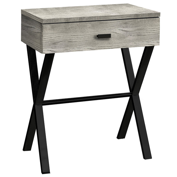 Homeroots 22" Black And Gray Wood And Metal End Table With Drawer Grey,Black  333207
