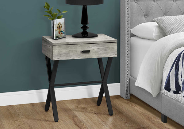 Homeroots 22" Black And Gray Wood And Metal End Table With Drawer Grey,Black  333207