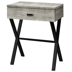 Homeroots 22" Black And Gray Wood And Metal End Table With Drawer Grey,Black  333207