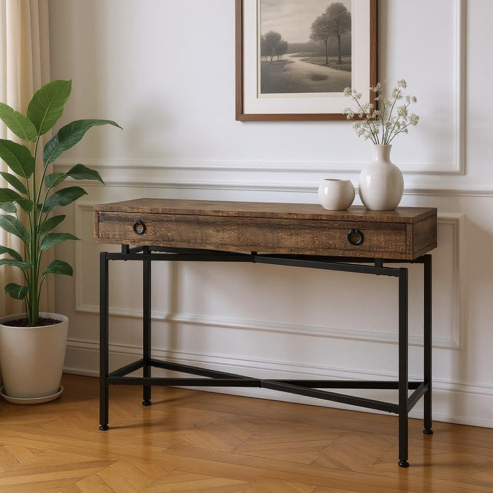 HomeRoots 43" Elegant Cross-Leg Console Table – Versatile Modern Design for Entryways, Living Rooms & Offices Brown,Black 333209