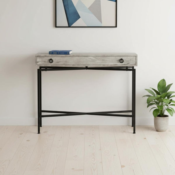 HomeRoots 43" Elegant Cross-Leg Console Table – Versatile Modern Design for Entryways, Living Rooms & Offices Grey,Black 333210