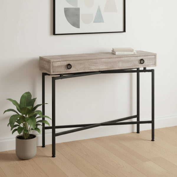 HomeRoots 43" Elegant Cross-Leg Console Table – Versatile Modern Design for Entryways, Living Rooms & Offices Taupe,Black 333211