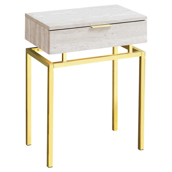 Homeroots 23" Gold And Beige Wood And Metal End Table With Drawer Beige,Gold  333215