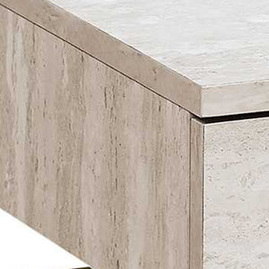 Homeroots 23" Gold And Beige Wood And Metal End Table With Drawer Beige,Gold  333215