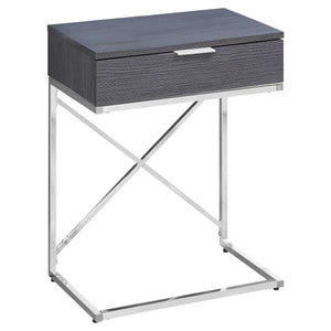 Homeroots 24" Silver And Gray Wood And Metal End Table With Drawer Grey  333223