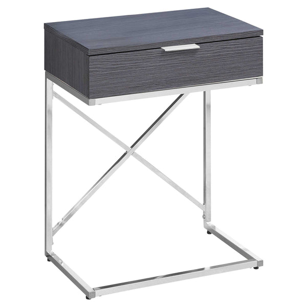 Homeroots 24" Silver And Gray Wood And Metal End Table With Drawer Grey  333223