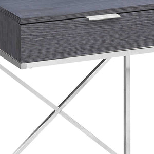 Homeroots 24" Silver And Gray Wood And Metal End Table With Drawer Grey  333223