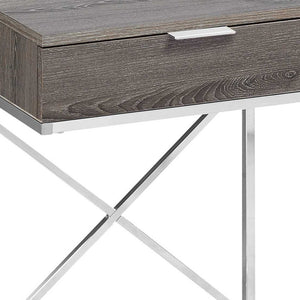 Homeroots 24" Silver And Taupe Wood And Metal End Table With Drawer Dark Taupe  333224