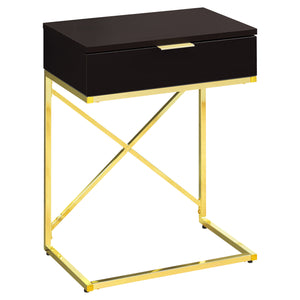 Homeroots 24" Gold And Black Wood And Metal End Table With Drawer   333225