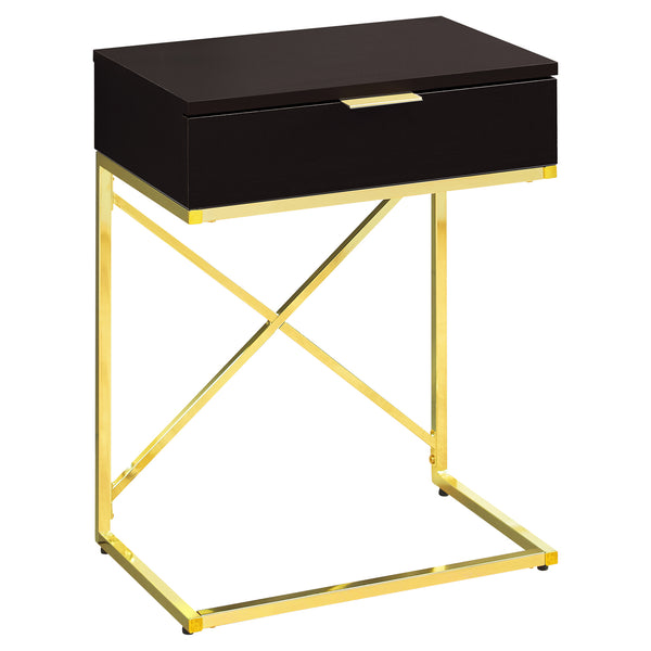 Homeroots 24" Gold And Black Wood And Metal End Table With Drawer   333225