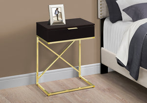 Homeroots 24" Gold And Black Wood And Metal End Table With Drawer   333225