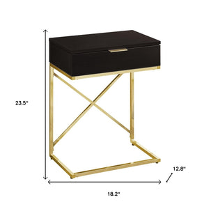 HomeRoots 24" Chic Gold and Black End Table with Drawer - Modern Metallic Elegance for Stylish Spaces 333225