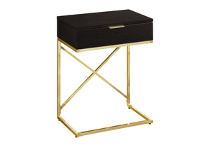 HomeRoots 24" Chic Gold and Black End Table with Drawer - Modern Metallic Elegance for Stylish Spaces 333225