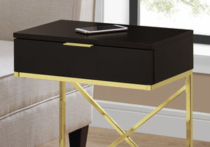 HomeRoots 24" Chic Gold and Black End Table with Drawer - Modern Metallic Elegance for Stylish Spaces 333225