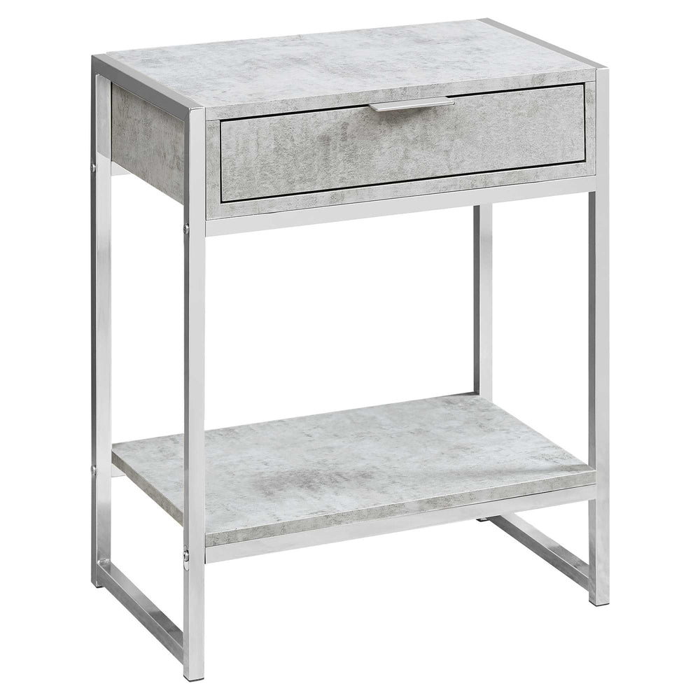 Homeroots 24" Silver And Gray Wood And Metal End Table With Drawer And Shelf Grey  333227