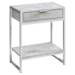 Homeroots 24" Silver And Gray Wood And Metal End Table With Drawer And Shelf Grey  333227