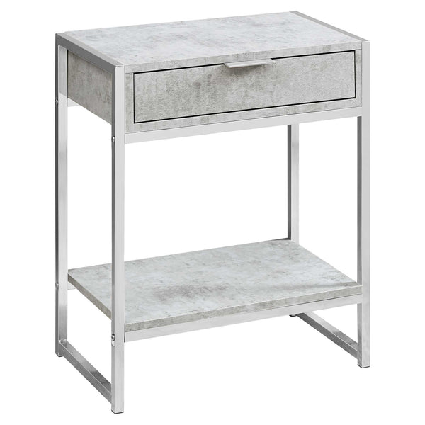 Homeroots 24" Silver And Gray Wood And Metal End Table With Drawer And Shelf Grey  333227