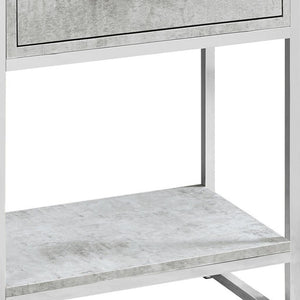 HomeRoots 24" Stylish Wood and Metal End Table with Drawer and Open Shelf for Modern Living Spaces Grey 333227
